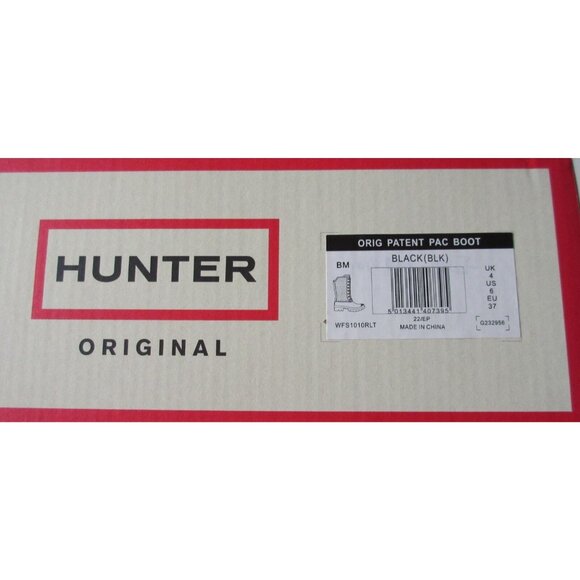 NIB HUNTER Original Shearling Lined Pac in Black Lace-up Rain Boots US 6 $235 - Picture 8 of 8